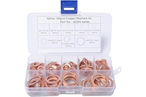 H HILABEE 150 x Kupferringe Sortiment Kupfer Dichtringe Dichungstringe Ölablaßschraube Ölablass Set Ölablass-Dichtungen Kupferscheiben Unterlegscheiben
