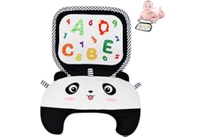 Aolso Tummy Time Pillow, Baby Tummy Time Toys, Tummy Time Pillow for Baby, with Hanging Ring & Built-in Sound Paper, Soft Plush Toys (Giant Panda)