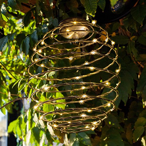 Solar Hängelaterne Spirale mit 45 warmweißen Micro LEDs Lights4fun