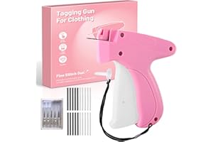 AURIVEE Schnelles Fixiergerät für Kleidung, Mini Stichsäumpistole Stitch Gun mit 5 Nadeln, 500 Schwarze & 500 Weiße Klebepins für Jeans, Shirts, Kleider, Etikettiergerät