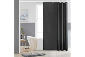 Furlinic Duschvorhang Textil Anti-schimmel Wasserdicht Waschbar Badvorhang aus Polyester Stoff Dunkelgrau 120x200cm mit 8 Duschvorhangringen.