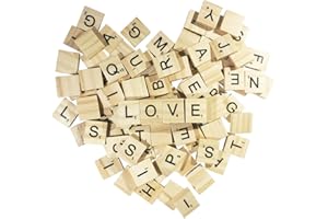 VILIA 100 Pcs Scrabble Tiles, Wooden Letter Tiles, Great for Crafts, Letter Tiles, Spelling by Clever Delights