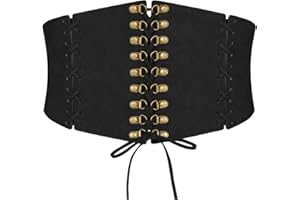 WERFORU Women’s Wide Corset Belt Vintage Elastic Waist Belt Lace-up Tied Waspie Belt for Dresses Halloween Costume