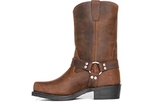 SENELK Boots Harness Herren Brown Bikerstiefel Braun Motorradstiefel Mitte Kalb Biker Boots