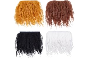 FREEBLOSS 4Pcs DIY Doll Hair Wefts 4 Colors Doll Wig Mini Wool Curls Hair for Rerooting Dolls Making Arts Supplies, Age 14+