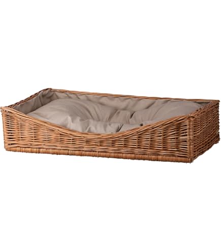 animal-design Rustmand voor kleine honden en katten, wilgenmand met kussen, hondenmand, dierenmand, kattenmand, afmetingen: maat 2, 70 x 51 x 20 cm