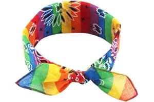 VIccoo Stirnband Bandana, Regenbogen Streifen Paisley Floral Frauen Mädchen Baumwolle Einstecktuch Schal Cute Rabbit Ear Stirnband Bandana Hip-Hop-Armband Krawatte