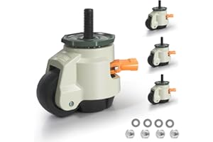 IQWTU Rotelle per Mobili Pesanti Carico 1000 kg, 50MM Ruote Girevoli con Impugnatura a Cricchetto, Nylon Ruote Girevoli Pesanti con Perno Filettato 12 x 30MM, Silenziose Ruote Pesanti Rotazione a 360°