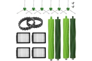 MIRTUX Kit di ricambi per Roomba serie E, i e J - Pezzi di ricambio per Roomba E5, E6, i1, i3, i3+, i7, e5154, e5158, j7 - Confezione di rulli, filtri, spazzole laterali, pneumatici