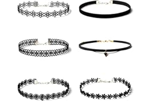 FEBBYA Choker Halsketten Set,10 Stück Strecken Halsband Tattoo Ketten Choker für Teen Mädchen Damen Frauen Velvet Schwarz