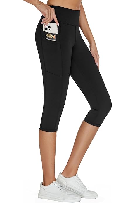 Leggings FM London Donna Con Tasche - Vita Alta, Morbidi, Per Yoga, Fitness E Casual