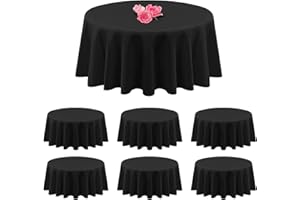 YMHPRIDE Lot de 6 nappes Rondes Noires 228 cm Nappe Ronde en Tissu Polyester nappes lavables pour Mariage, fêtes, Banquet, Table de Buffet, Vacances, Halloween Tables de dîner décorer
