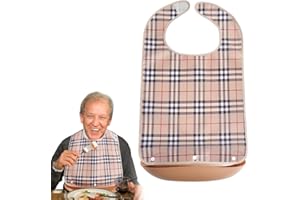 KEMUZ Bavaglini Impermeabili Per Anziani, Bavaglino Adulti, Lavabile, Bavaglino Per Adulti In Tpu Con Raccogli Briciole, Protezione Unisex Per Vestiti Per Mamma, Papà, Anziani, Disabili (Kaki)