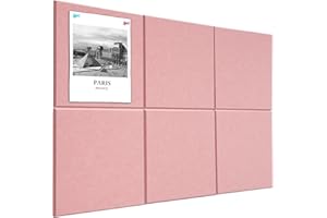 HEDOBCESO Cork Board Alternative 90 x 60 cm Notice Pin Board Bulletin Board for Home Office Kitchen Photos Memos - 6 Pack Removable Felt Wall Tiles with 20 pushpins - Pink