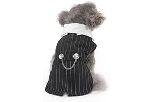 Qcwwy Hundeanzug, Hochzeitsanzug mit Fliege für Hunde, Stilvoll, Klassisch, Vertikal Gestreift, für Hunde, Formeller Smoking, Abend-Smoking für Hochzeit, Halloween, Geburtstagsfeier (XS)