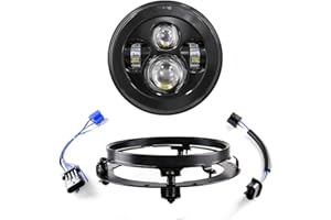 SKUNTUGUANG – Phare LED de 18 cm avec anneau de fixation pour Road King, Road Glide, Street Glide et Electra Glide (noir)