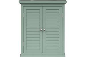 Teamson Home Glancy Removable Two-Door Wall Cabinet with Faux Louvered Doors, Sage Green