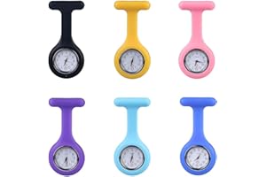 RTBRCG 6 Stück Schwesternuhr, Pulsuhr Krankenschwester, Krankenschwester Uhren, Dehnbare Silikon Hülle, um Bruch zu Verhindern, Glow Pointer, Quarzwerk, Ansteckuhr für Krankenschwestern und Ärzte