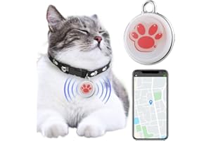 RuiDay Collar Gato GPS Mini, Localizador GPS Perros, Localización en Tiempo Real, Collar Gato GPS, Smart Bluetooth Tracker, Collar Incluido (Footprint)