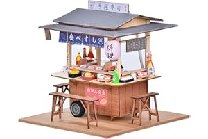 TOPBSFARNY Kit de casa de muñecas en miniatura, casa de muñecas japonesa de sushi, kit de casa pequeña con muebles y luces LED, modelo de construcción de rompecabezas para cumpleaños, regalos