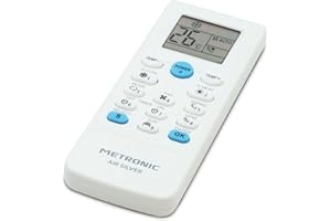 Metronic 495348 - Mando a Distancia Universal para Aire Acondicionado, Mando Universal Aire Acondicionado búsqueda automática o por Modelo, Timer, 5 Modos de Funcionamiento, Blanco