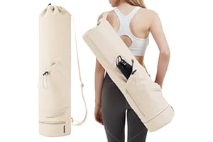 sportsnew Bolsa Esterilla Yoga Bolsa para Yoga Colchoneta Compartimento Húmedo Inferior Independiente Bolsillo Lateral con Cremallera y Bolsillo con Cordón para Botella de Agua
