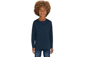 Hilltop Maglia da Bambini a Maniche Lunghe, Maglietta 100% Cotone Organico, Alta Qualità, Stampabile con Foil/Pellicole di Trasferimento Tessuti