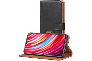 AICEK Etui kompatybilne z Xiaomi Redmi Note 8 Pro, skórzany portfel etui do Xiaomi Redmi Note 8 Pro, etui z klapką ze skóry PU, z uchwytem na karty, czarne (6,5")
