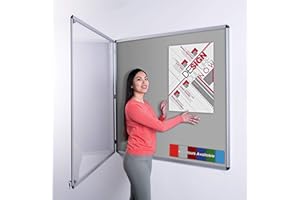WONDERWALL PRODUCTS LTD Wonderwall Classic Tamperproof Lockable Notice Board 120X120CM with 2 Matching Locks and Keys, 6 Colours to Choose from, Including (Grey)