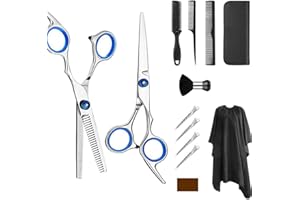 YUEYANG Kit di forbici professionali per parrucchiere, 6.0 Pollici di Forbici Acciaio Inossidabile 13 Set con forbici pettine per capelli, mantello, forbici da taglio e diradamento.etc