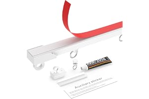 YLNANMI Ingen borr, självhäftande gardinspår, tak- eller väggmontering 2x40cm(80cm) – flexibelt takgardinspår, självhäftande gardinstång för fönster – lätt att installera gardinskenor.