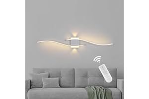 MINIFAIR Kinkiety ścienne do wnętrz, 100 cm Kinkiety do sypialni z falą, aluminiowa lampa ścienna 3000-6000K Bezstopniowa regulacja do salonu sypialni łazienki korytarza schody dekoracja biała