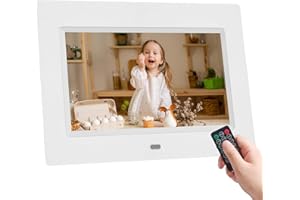 AOWASI Cadre photo numérique 7" HD IPS avec télécommande Photo/vidéo/musique/calendrier, prise en charge de carte SD USB (blanc)