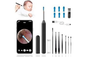 Ear Camera, GuangTouL Ear Wax Removal Kit, 1296P HD Ear Camera and Wax Remover, Rechargeable Earwax Removal kit with 8 Pcs Ear Set Tool, Ear Cleaning Kit with Lights for iPhone, iPad, Android Phones