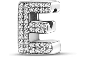CQWVB Charms Beads Letter 925 Sterling Silver for Pandora Bracelet, Alphabet Dangle Pendant Charms for Necklace and Bracelet Jewelry Gifts for Women
