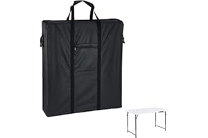 Kingling Bolsa de almacenamiento plegable para mesa, 66x13x62cm, negro, para mesa de camping y picnic, con cremallera bidireccional y asas móviles