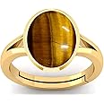 SirDaksh 8.25 Carat Certified Natural Tiger Eye Adjustable Astrological Ring For Men And Women's, Gold