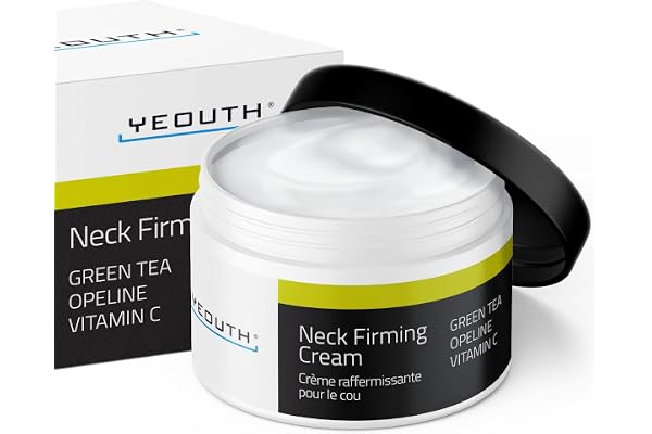 YEOUTH Creme Soins Pour le Cou et le Décolleté Avec Vitamine C, Opeline et Thé Vert, Raffermissant Crème Cible Décolleté et Double Menton 118ml