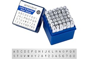 BENECREAT 36 Pack 5mm Alphabet et Chiffres Arabes, Coffret Outil Estampage a Tampon Metallique - Outils en Acier Carbone Dur Electrolytique pour Estamper/Perforer Le Metal, Bijoux, Cuir, Bois