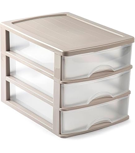 Acan Tradineur - Cassettiera da tavolo, prodotto in Spagna, 2 cassetti trasparenti, torre di stoccaggio, armadio, bagno, ufficio, 18 x 27 x 35,5 cm, colore: nero
