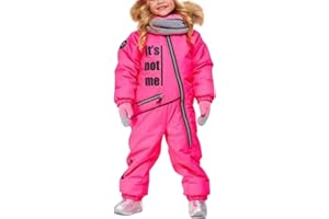 WIFGMJY Ski Suit Kids Junior Toddler Waterproof SnowSuit, Fleeced Lined Quick Dry, One Piece Taped Seams Rain Suit Over Coat Kids Padded All-in-One Waterproof Suit Snowsuit Childs Childrens Boys Girls