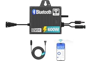 SUKFLOW Mikro Wechselrichter 600w, Solar PV Wechselrichter mit WLAN, IP67 wasserdicht, mit 5m AC Kabel für Balkonkraftwerk, integrierter MPPT， App Steuerung Plug Play