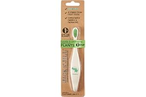 Jack N' Jill Kids Toothbrush – Manual Toothbrush for Kids with Extra Soft Bristles, Suitable for Babies & Toddlers, Ergonomic Handle, Cornstarch Plant-Based Handle & Packaging - 1 Pack, Dino
