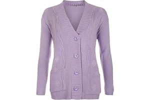 High Street Fashion ® New Womens Ladies Matching Button Long Sleeve Pocket Top Knitted Cardigan Ideal for Casual and Formal wear Size UK-14 16 18 20 22-24 26-28
