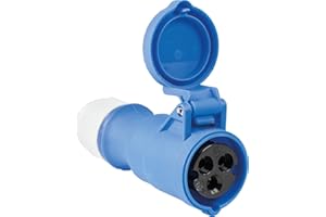 as - Schwabe 60471 CEE Sprzęgło Caravan z Pokrywą Zawiasową, IP44, 230 V/16 A, Niebieska