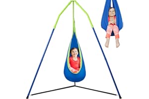 FUNLIO Soporte de Hamaca 2 en 1, Set de Hamaca Colgante con Marco Triangular, Soporte de Acero Resistente, 90 kg Capacidad, Interior & Exterior, Diseño Altura Ajustable