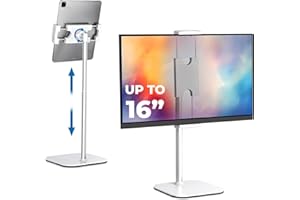 COOPER CASES Cooper TabStand - Support Réglable en Hauteur pour Tablette de Bureau, Compatible avec Moniteurs 16", Inclut Rotation, Inclinaison, et Base Antidérapante, Idéal pour iPad (Blanc Givré)