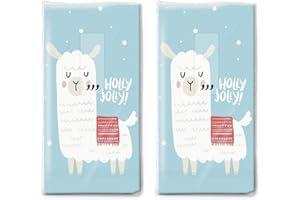 TASCHENTÜCHER BEDRUCKT 20 Taschentücher (2x 10) Süßes Alpaka im Winter als Geschenk für Weihnachten