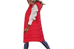 Duohropke Steppweste Damen Lang mit Kapuze Winter Daunenweste Oversize Longweste Übergangsmantel Elegant Herbstmantel Winterjacke Warm Kapuzenjacke