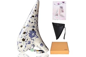 ZRAGEK 12 Hole Alto C Ocarina with Protective Bag, Hand Painted Blue and White Porcelain Musical Instrument, Porcelain clay Collectible with Neck Strap, Gift Idea For Beginner Musician, Easy to Learn